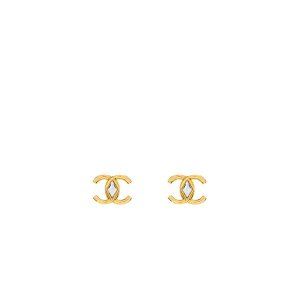 Chanel CC logo with crystal earrings gold tone