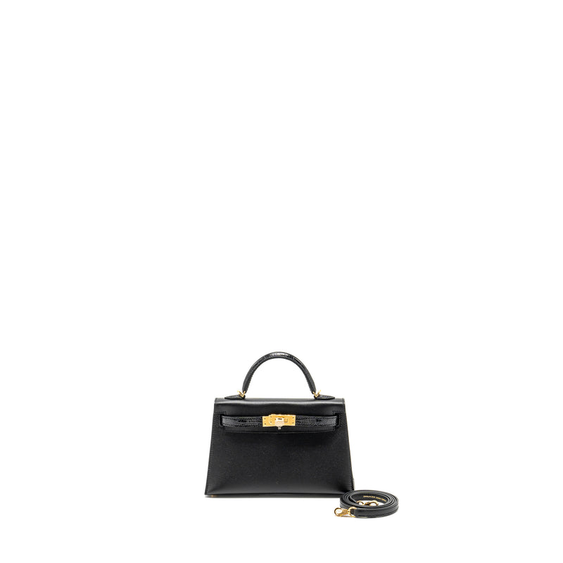 Hermes touch Mini Kelly II madame / alligator mississippiensis black GHW stamp B