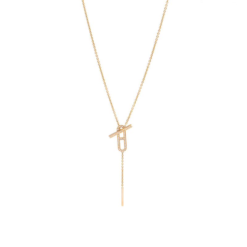 Hermes Ever Chaine D'Ancre Lariat Necklace Rose Gold, Diamonds