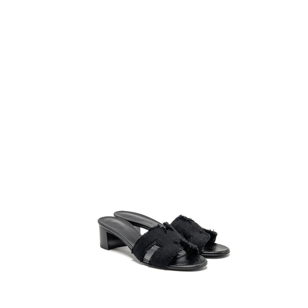 Hermes size 37 Oasis sandal canvas black
