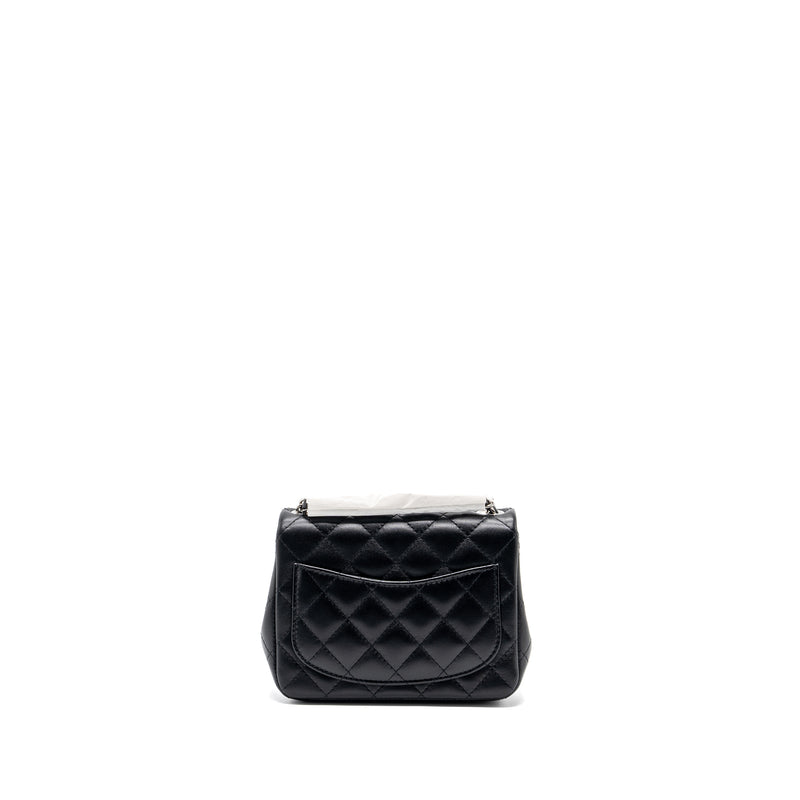Chanel mini square flap bag lambskin black SHW (microchip)