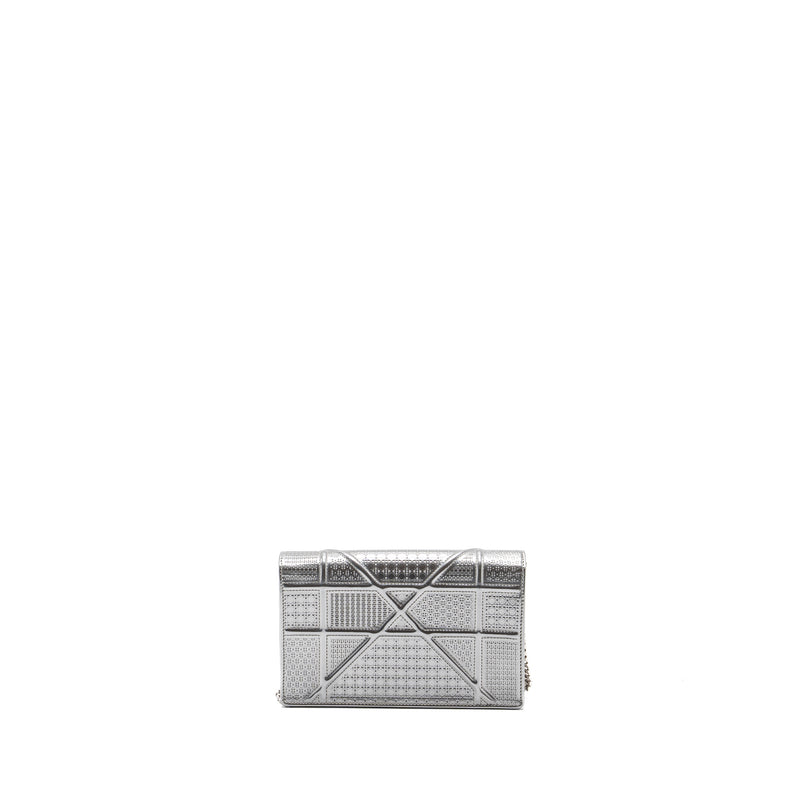 Dior Diorama Wallet On Chain Patent Metallic Silver SHW