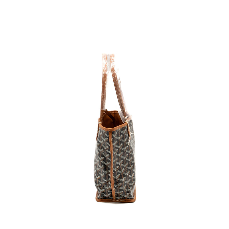 GOYARD mini Anjou Tote Bag Goyardline Canvas /Calfskin Tan SHW