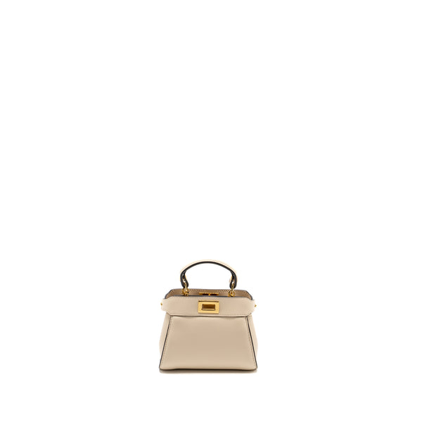 FENDI Nano Peekaboo Lambskin White GHW