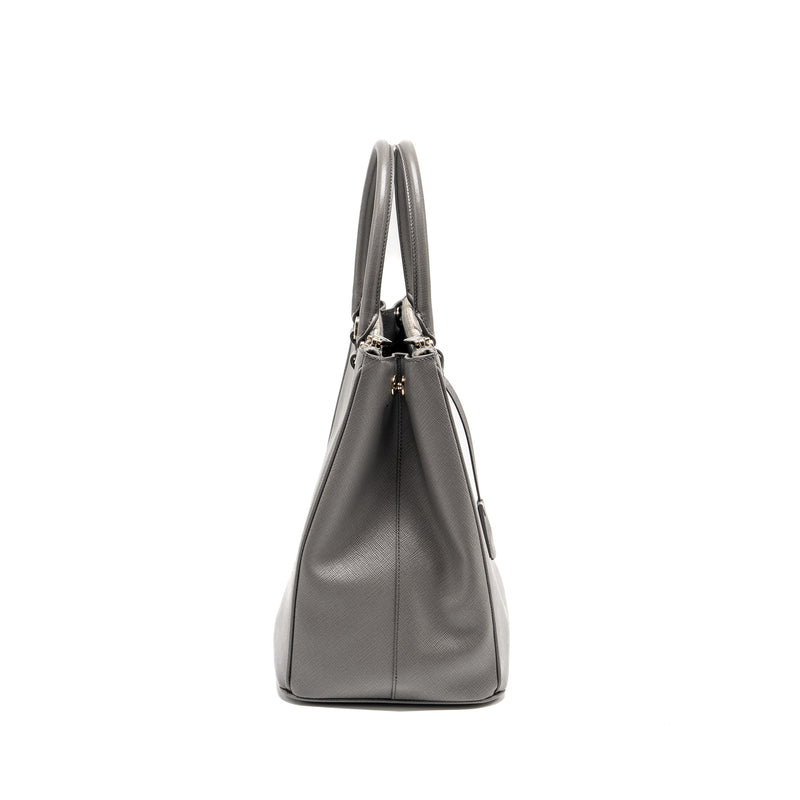 Prada Galleria Saffiano Tote Bag Calfskin Grey SHW