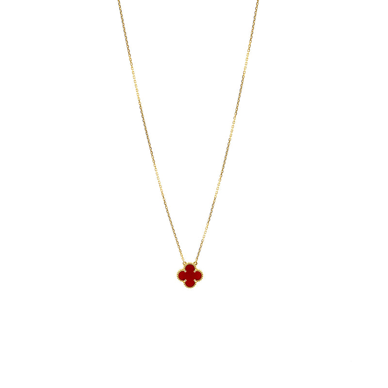 Van Cleef and Arpels Vintage Alhambra Pendant Carnelian / 18K yellow Gold
