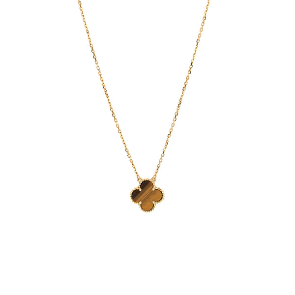 Van Cleef and Arpels vintage Alhambra pendant 18K yellow gold, tiger eye