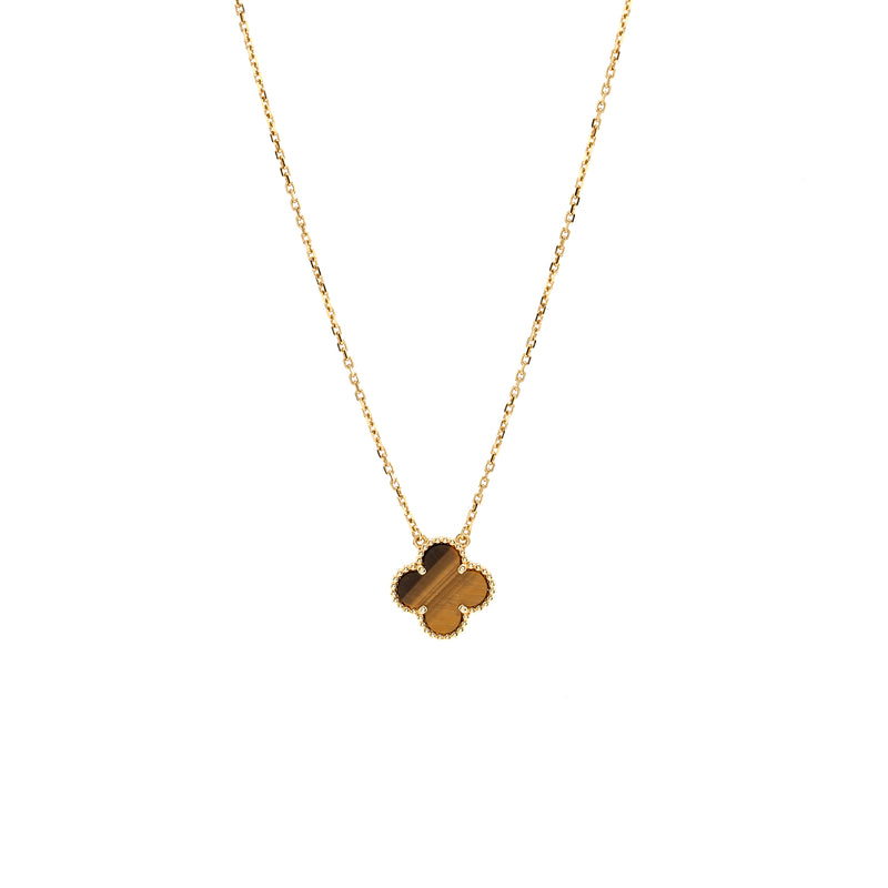 Van Cleef and Arpels vintage Alhambra pendant 18K yellow gold, tiger eye