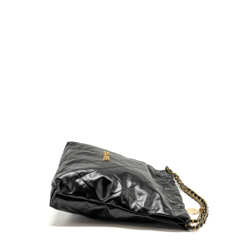 Chanel Medium 22 Bag Shiny Calfskin Black GHW (microchip)