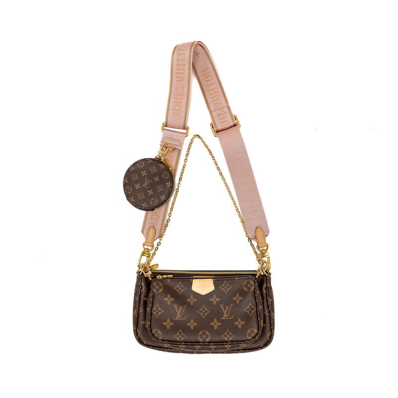 Louis Vuitton Multi Pochette Accessories Monogram Canvas PINK Strap GHW