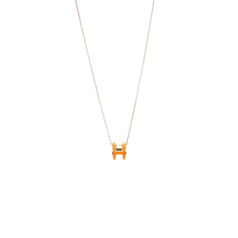 Hermes pop h pendant orange soie SHW