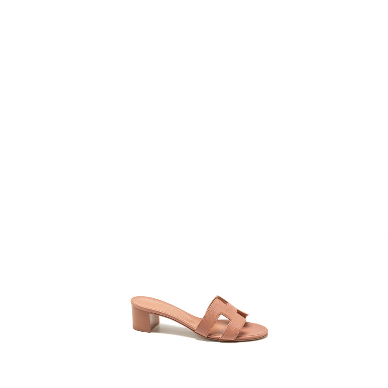 Hermes Size 37.5 Oasis Sandals Epsom Rose Aube
