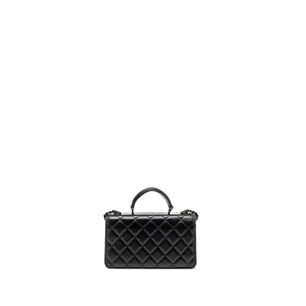 Chanel Top Handle flap wallet with chain lambskin so black (microchip)