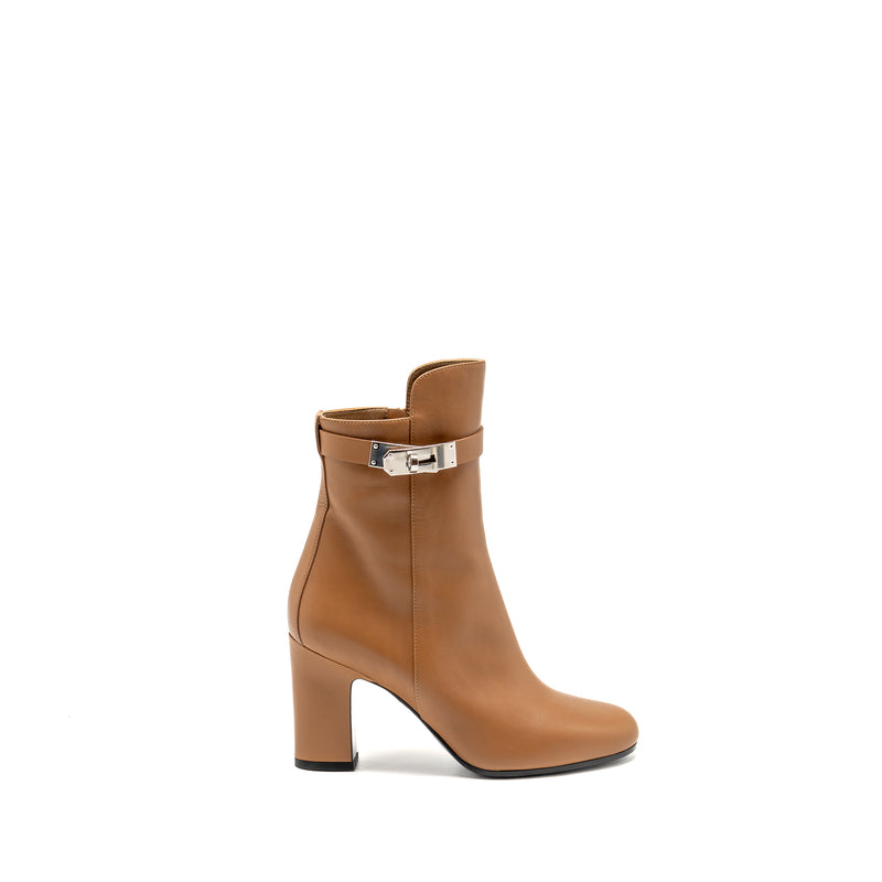 Hermes Size 37 Saint Germain Ankle Boot Leather Naturel SHW