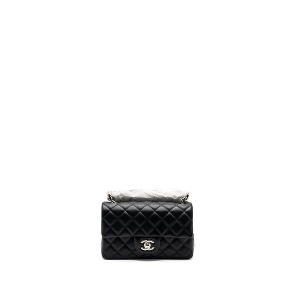 Chanel mini rectangular flap bag lambskin black SHW (microchip)