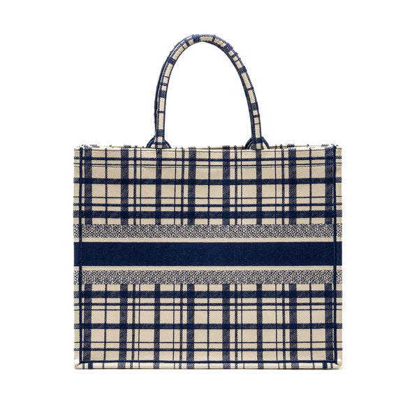 DIOR Large Book Tote Linen Blue Canvas