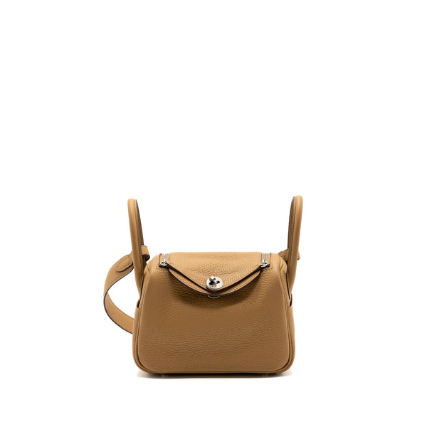 HERMES Taurillon Clemence Mini Lindy 20 Biscuit | FASHIONPHILE