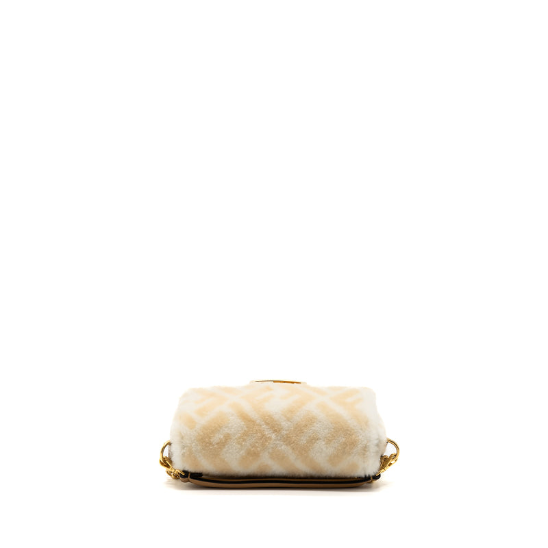 Fendi Mini Baguette Sheepskin Beige/ White GHW