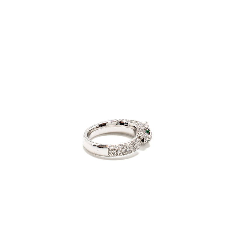 Cartier Size 53 Panthere de Cartier Ring, Small Model, Paved Emeralds, Onyx, White gold with Diamonds