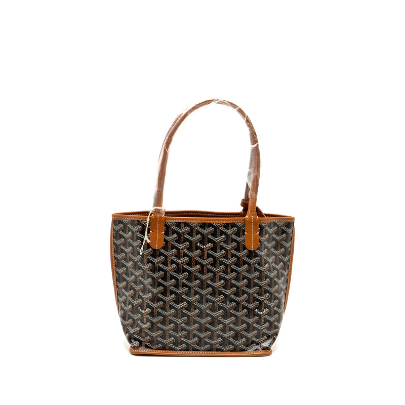 GOYARD mini Anjou Tote Bag Goyardline Canvas /Calfskin Tan SHW