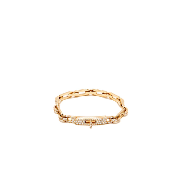 Hermes Size XS Kelly Chaine Bracelet, Small Model Rose Gold/ Diamonds