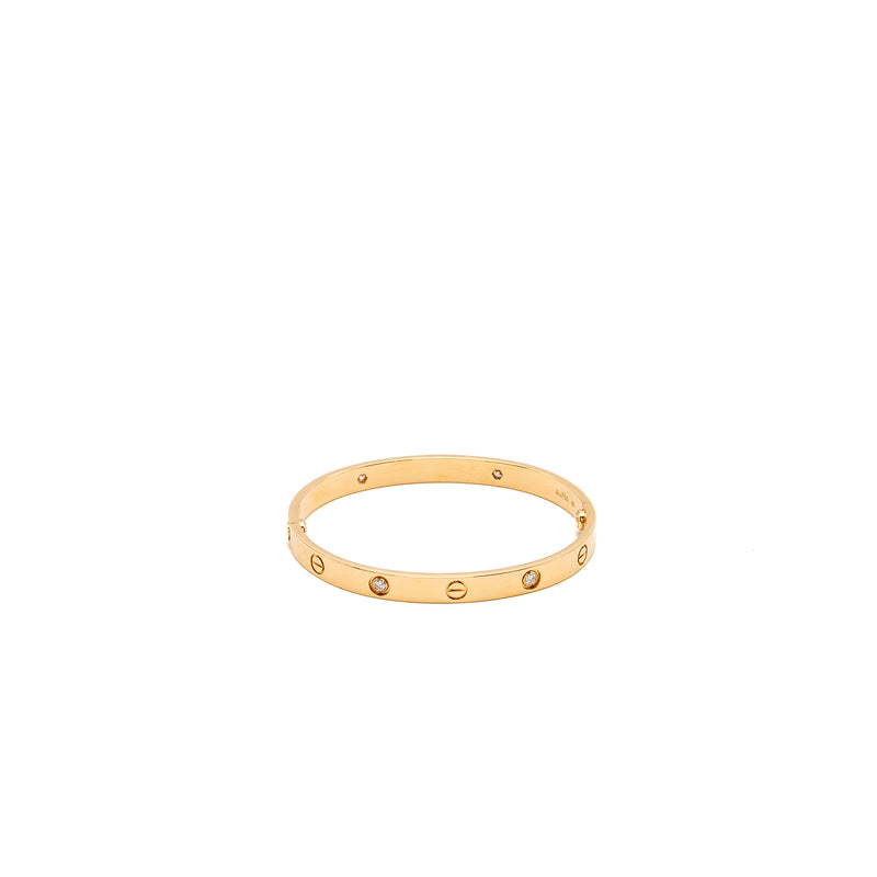 Cartier Size 18 Love Bracelet Rose Gold, 4 Diamonds