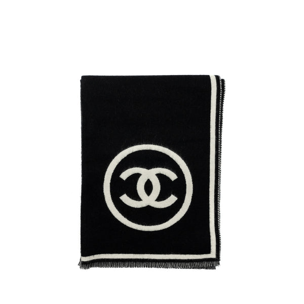 Chanel Letter/ CC Logo Cashmere Scarf Black/White