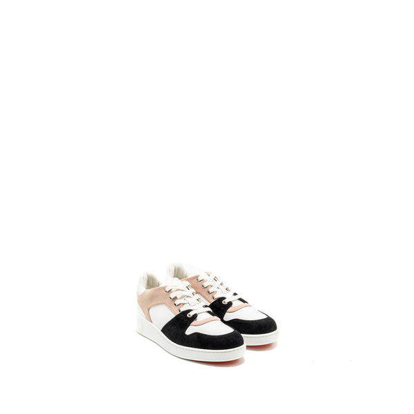 Hermes size 37 freestyle sneakers suede / calfskin black / white/ pink