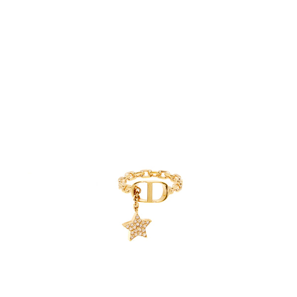 Dior Size M CD and Star Ring Crystal Gold Tone