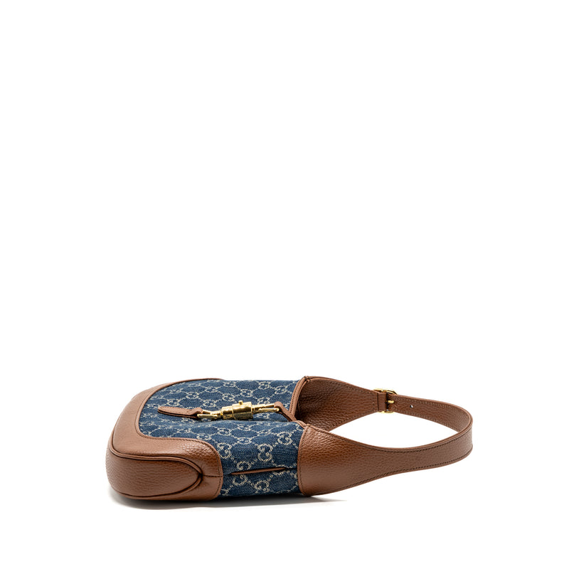 Gucci Jackie 1961 small shoulder bag denim / calfskin blue/ brown GHW