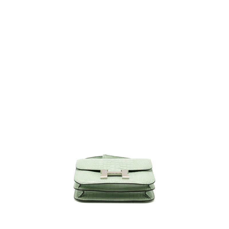 Hermes Mini Constance Alligator Mississippiensis Mat Vert D’eau SHW Stamp U