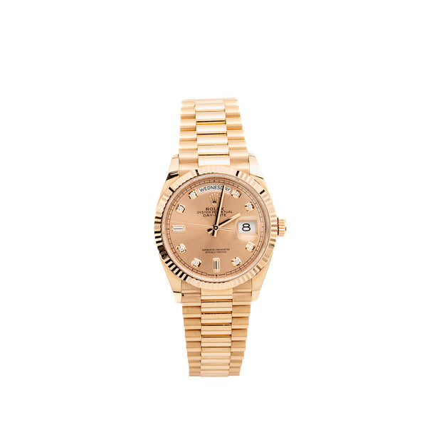 Rolex Day-date 36mm everose gold with rose color, diamond-set dial, Model: M128235-0009