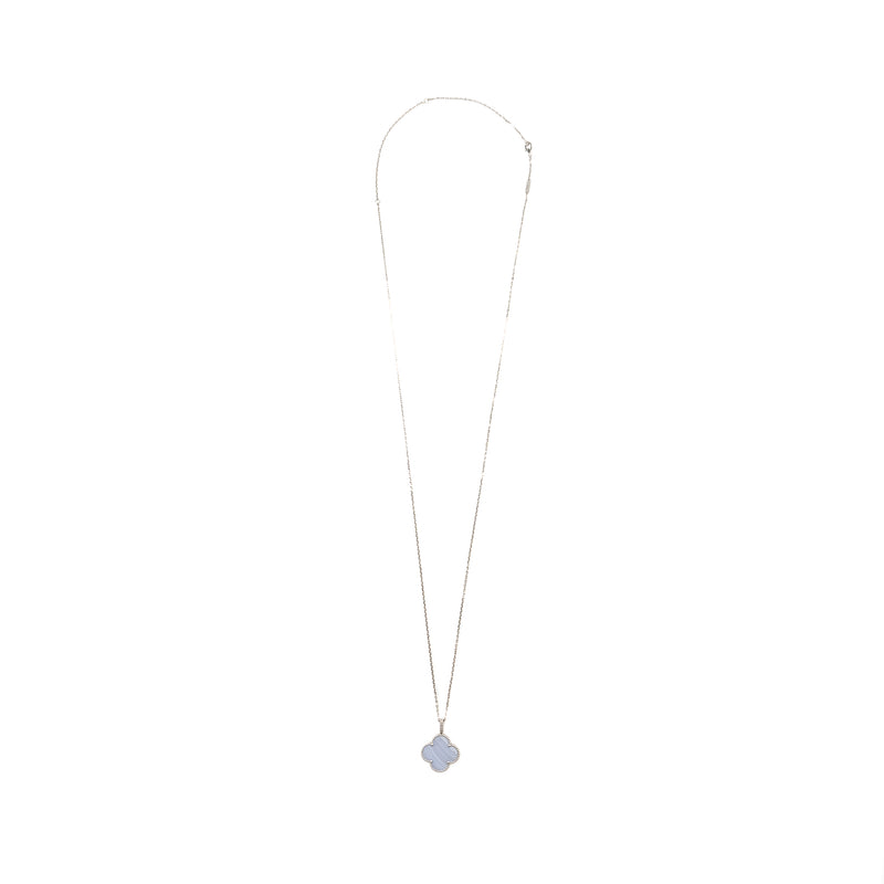Van Cleef and Arpels Magic Alhambra Long necklace, 1 motif 18k white gold, Chalcedony
