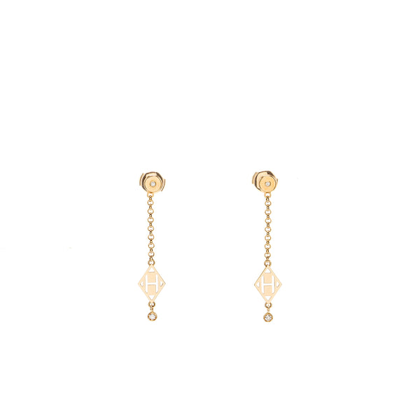 HERMES Gambade H Earrings Rose Gold, Diamonds