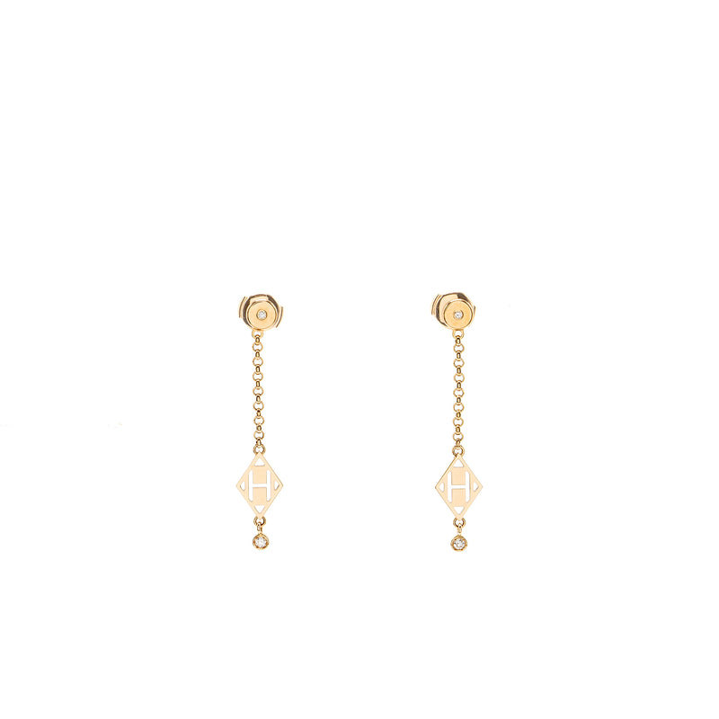 HERMES Gambade H Earrings Rose Gold, Diamonds