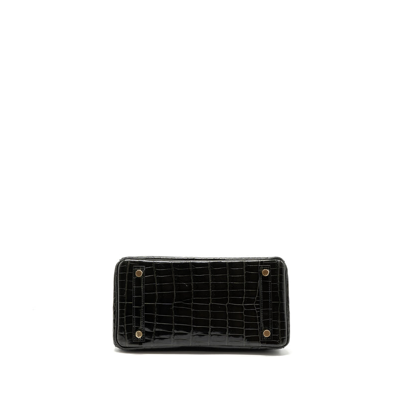 Hermes birkin 25 shiny crocodile niloticus 88 graphite GHW stamp D