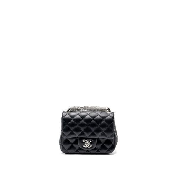 Chanel mini square flap bag lambskin black SHW (microchip)