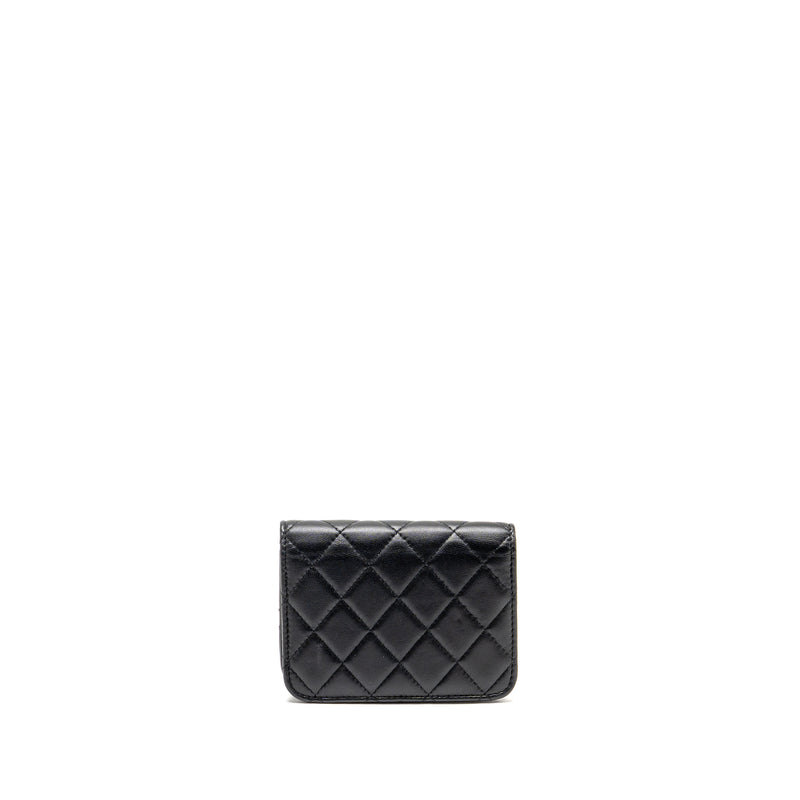 Chanel Zirconium Flap Clutch/Card Holder with Chain Lambskin Black GHW