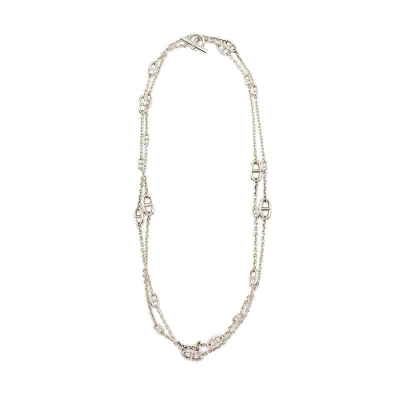 Hermes 160cm Farandole Long Necklace Silver Tone