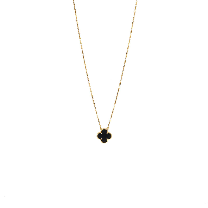 Van Cleef & Arpels Vintage Alhambra  Pendant Onyx Yellow Gold