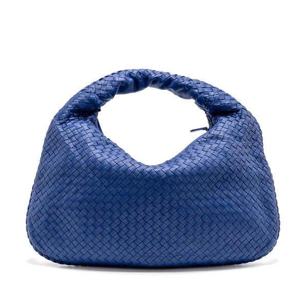Bottega Veneta Intercciato Hobo Bag Lambskin Dark Blue SHW