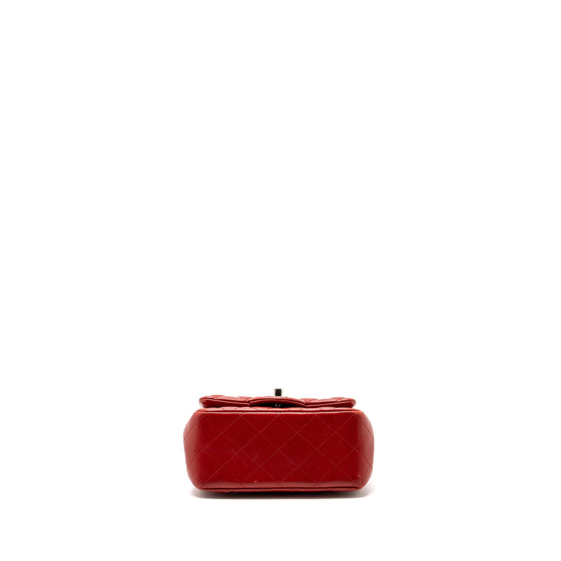 Chanel mini square flap bag lambskin Red black hardware