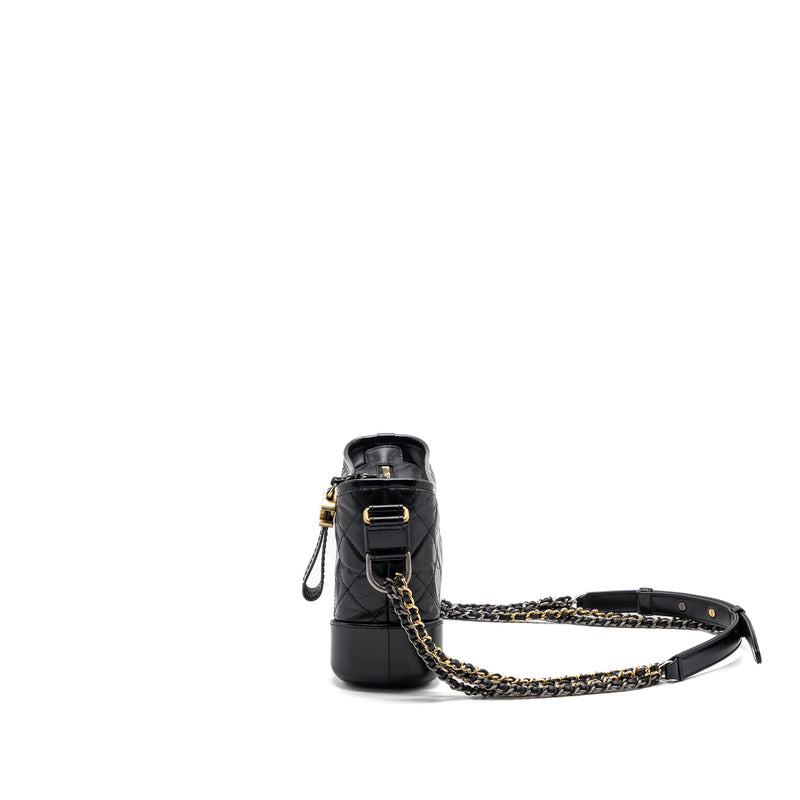 Chanel small gabrielle hobo bag calfskin black multicolour hardware