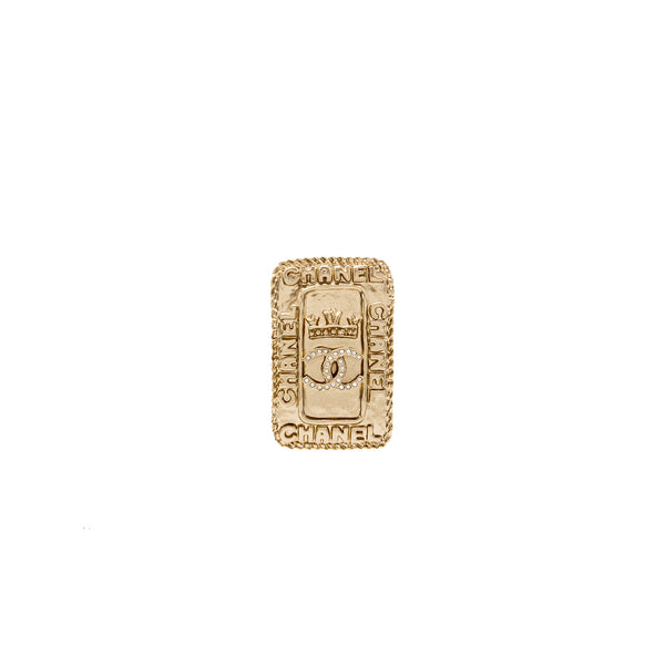 CHANEL Ruthenium CC Logo Large Pin Brooch Gold