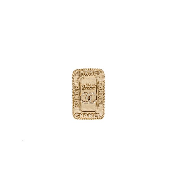 Chanel CC Logo And Crown Brooch Crystal LGHW