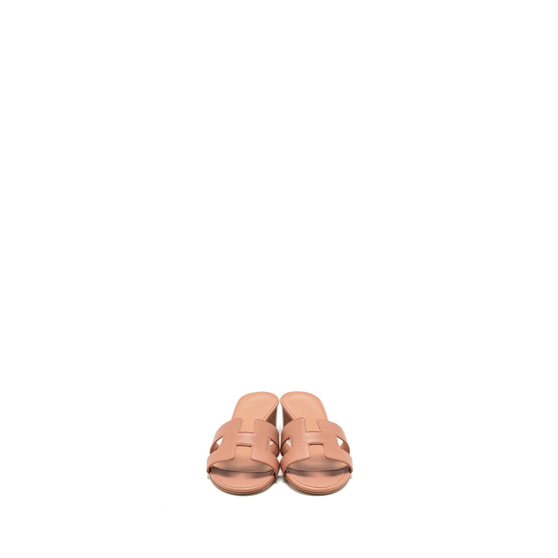 Hermes Size 37.5 Oasis Sandals Epsom Rose Aube