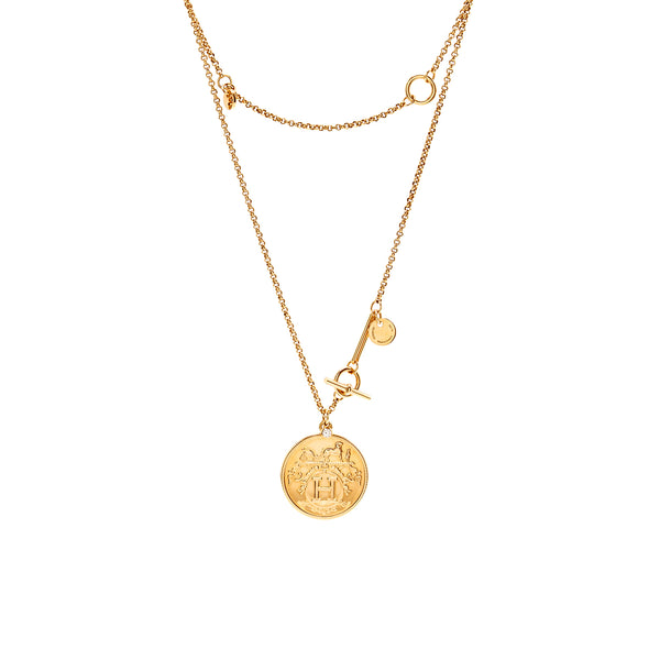 Hermes Long Ex Libris GM Pendant rose gold with diamond