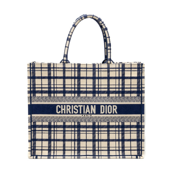 DIOR Large Book Tote Linen Blue Canvas