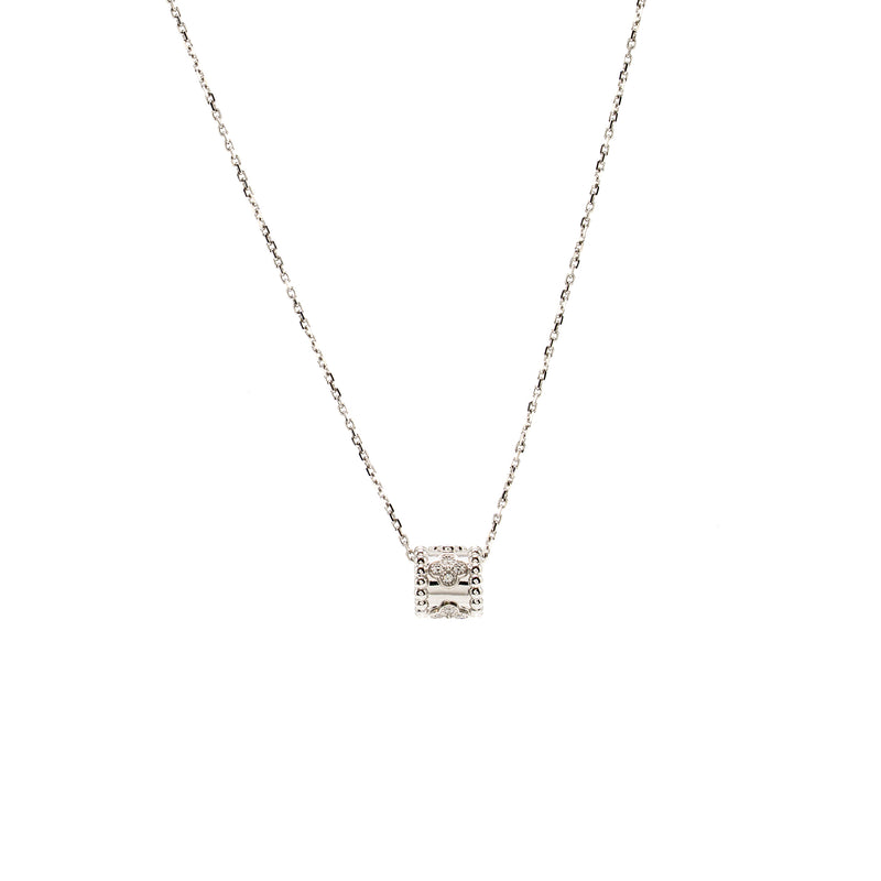 Van Cleef and Arpels Perlee Clovers Pendant white gold diamonds with angle filed trace chain (sell in a set)