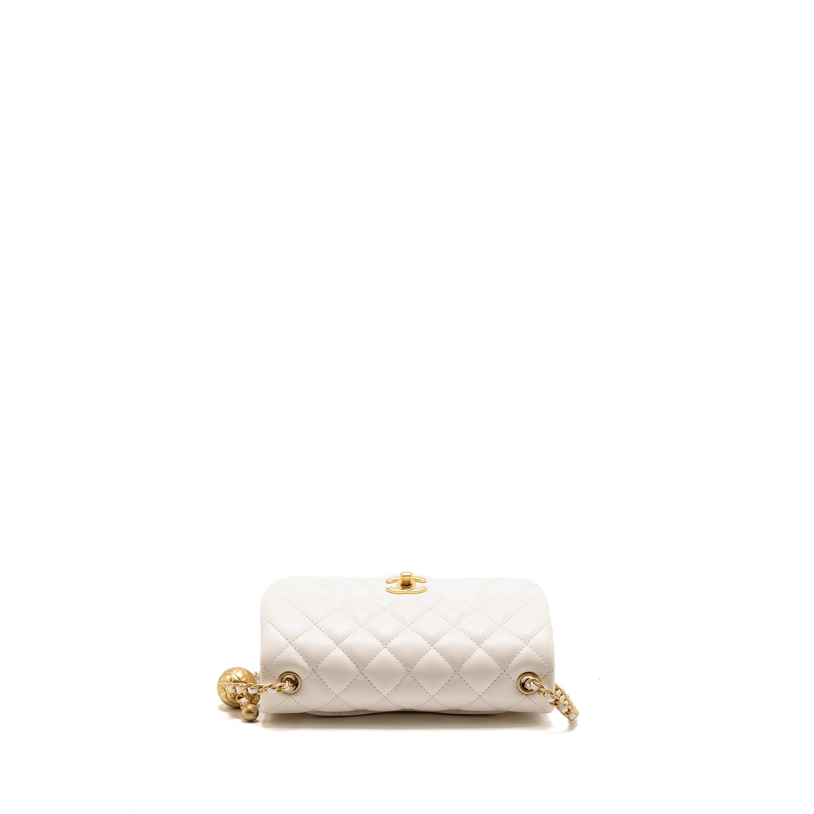 Chanel 26c Pearl Crush mini rectangular flap bag lambskin white GHW (m